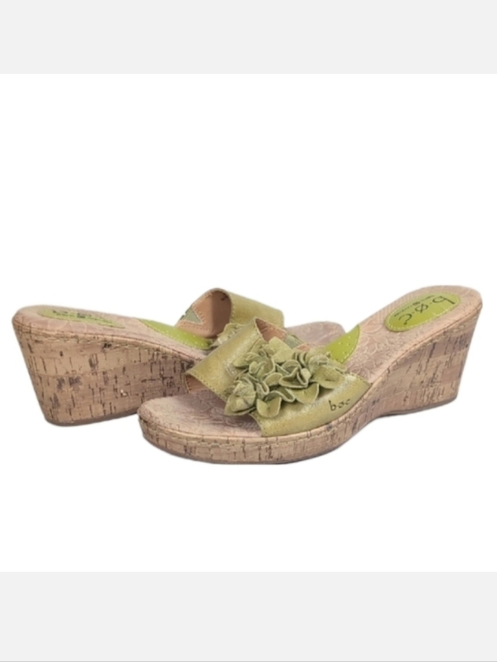 BOC Leather Wedge Sandals Cork Platform Flower Arch Support Born Concept Size 9